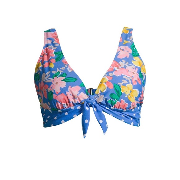 Time & Tru Women’s Blue Floral Triangle Swim Top Plus Size NEW - Picture 4 of 4